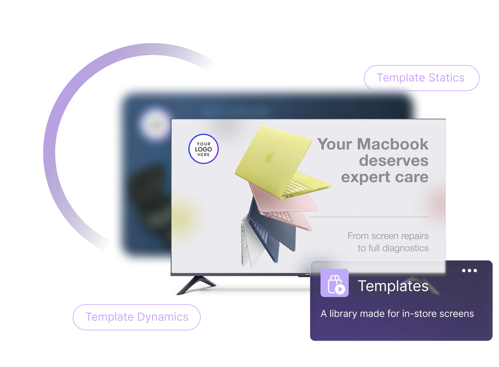 Examples of promotional content displayed on AdCentral TV screens